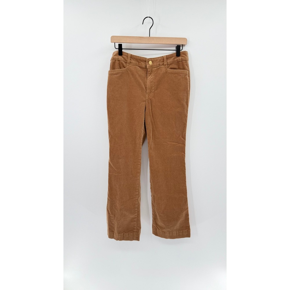 Talbots Size 2 Corduroy Straight Leg Pants Dark Camel Tan Classic Preppy Fall - Picture 1 of 4